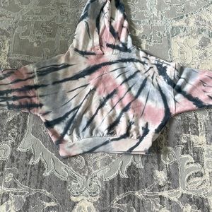 Pink light pink navy blue light blue tie dye hoodie